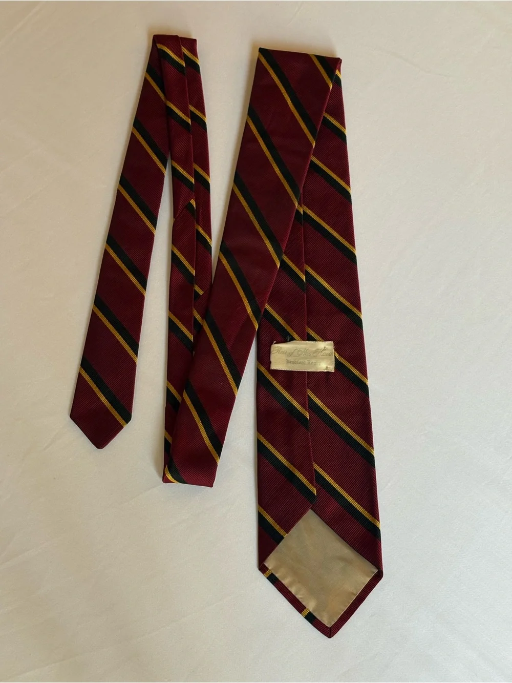 SOLD!! Vintage Reis of New Haven Mills-Touché Striped Red Silk Repp Tie